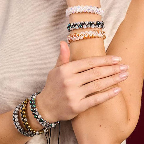 Or Chrome x Blanc | Bracelet Double Verre Pailleté